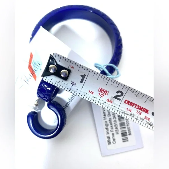 Splendette Set Midi MED Indigo Heavy Carve Fakelite Bangle & hoop earrings NWT - Picture 10 of 10